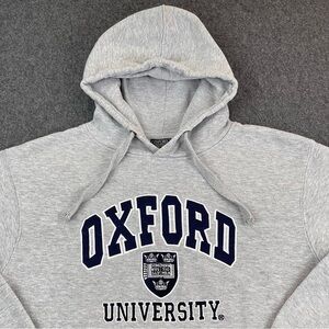 Oxford University Hoodie Mens Medium Gray Medium Weight Embroidered